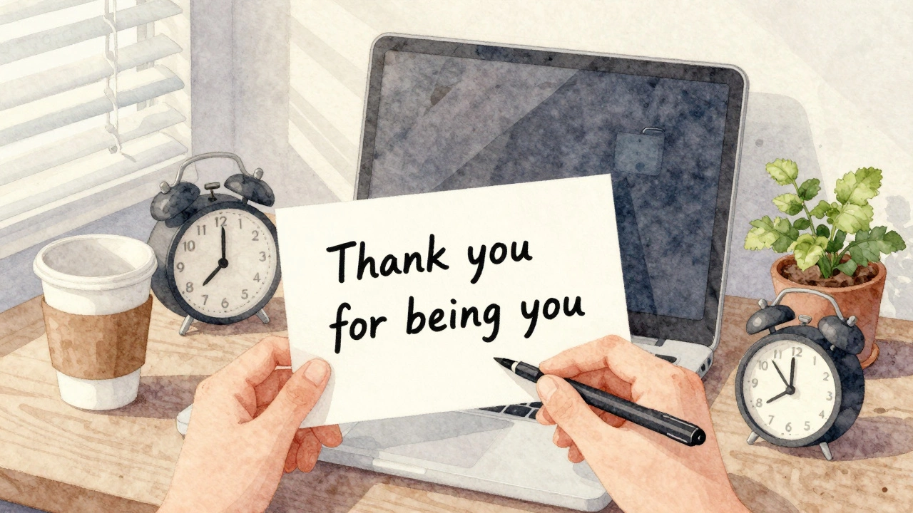 A heartfelt note beside a late-night webcam setup, symbolizing consistent, respectful fandom.